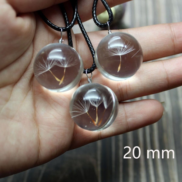 2pcs Nature Dandelion Charm Glass Ball Flower charm Dried Flower Pendant Terrarium Wish Necklace charm earring making Handmade Jewelry ,H183