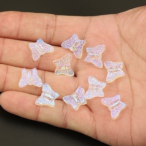 20pcs Tiny Butterfly Glass Beads Holographic Gradient Glitter Beads lampwork finding Bracelet making necklace Earring Jewelry Supplies,H231