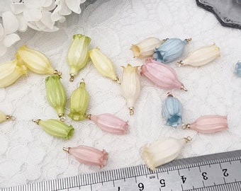 2pcs Bell Orchid Flower Charms Resin Real Flower Pendant Real Flower jewelry necklace earring accessories Natural Jewelry Supplies,H171