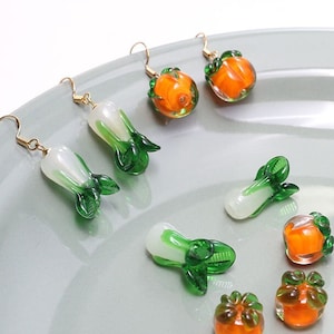10pc Chinese cabbage Glass bead Vegetable Glass bead Persimmon charm lampwork finding Bracelet making necklace Earring Jewelry Supplies,H154