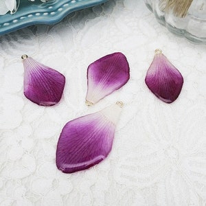 2pcs Orchid Petal Charms Resin Purple Flower Pendant Dangle plant earrings Real Flower necklace accessories Natural Jewelry Supplies,H174