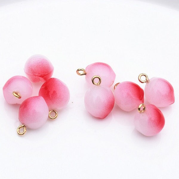 4pcs 11mm Peach Glass charm fruit Glass charms food Glass Beads lampwork finding Wholesale Bracelet necklace Earring Jewelry Supplies,H157