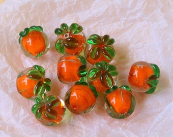 6pcs 12mm Persimmon Glass beads Apple Glass beads Fruit Glass Beads lampwork finding Bracelet making necklace Earring Jewelry Supplies,H81