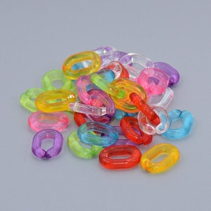 100pc 20x14mm Acrylic Chain Links Colorful transparent Bulk Chain Pieces Connecting Rings Purse handle Strap Curb necklace Jewelry Making L4