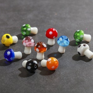 10pcs Mushroom Glass beads Cute Food Glass beads lampwork Beads Bracelet making DIY necklace Earring finding Jewelry Supplies,H87 image 1