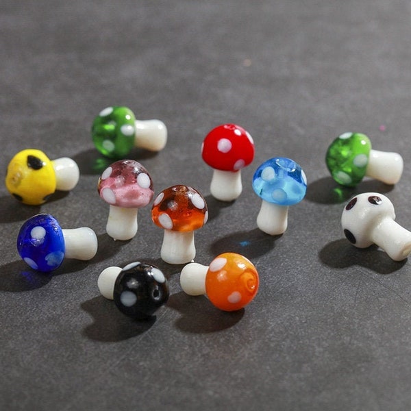 10pcs Mushroom Glass beads Cute Food Glass beads lampwork Beads Bracelet making DIY necklace Earring finding Jewelry Supplies,H87