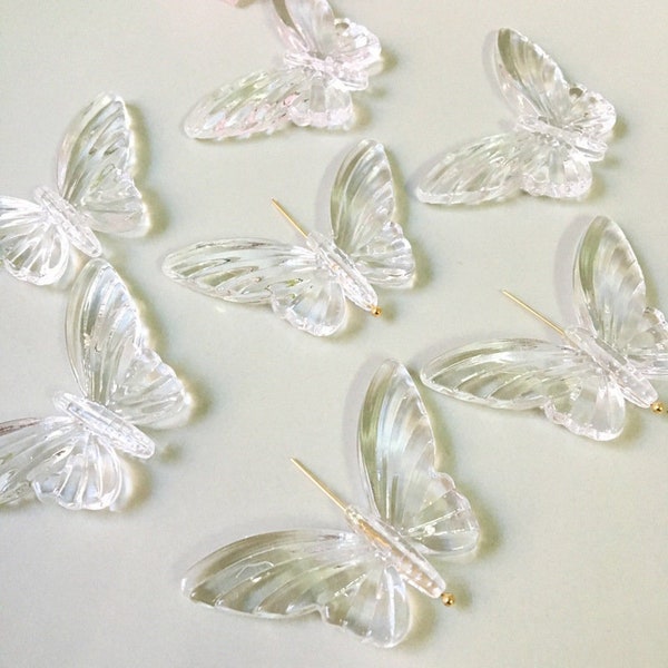 10pcs perles papillon claires Acrylique transparent papillon charmes fées embellissements Y2Y bijoux bricolage accessoire de cheveux boucles d’oreilles résultats, H213