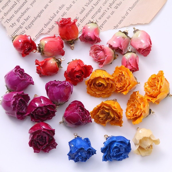 2pcs Real Flower Charms Blue purple pink white Resin Flower Pendant Real Flower jewelry necklace earring Natural Handmade Jewelry Supplies,