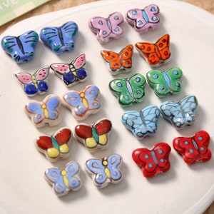 4pcs Painted Butterfly Ceramic Beads Kawaii Earrings Charm DIY Y2k Pendant Necklace Bracelet Beads Jewelry making Embellish Bead Crafts,H122