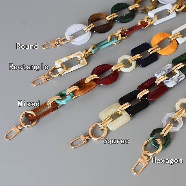 23.5'' Acrylic Purse Shoulder Chain Geometry Color Block Link Boho Chunky Chain Bag Decor Handbag Strap Resin Chain Purse accessories L5