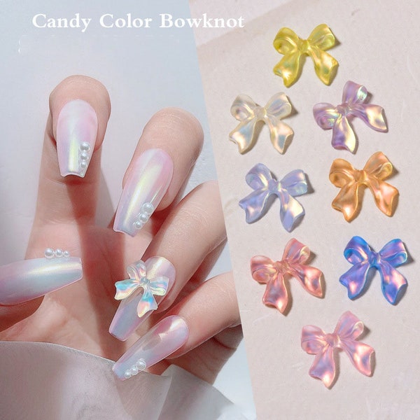 30pc Tiny Resin Irridescent Bows Flat back Cabochon for nail art phone case Crafts Jewelry Ornament Parts Scrapbook Hair Clip Accessories,Z1
