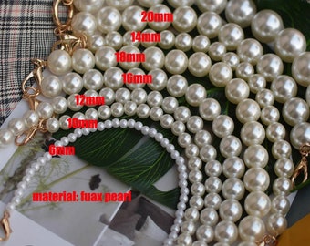 Faux Pearl Beaded Purse Chain High Luster Pearls Shoulder Handbag Strap Alloy Pearl Charm Decoration ABS Imitation Pearls Elegant Strap L10