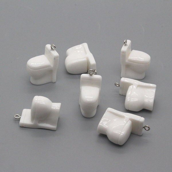 10pcs Toilet Charm Weird Earring Making Resin White Pendant DIY weirdos Gift Keychain Findings wholesale necklace Craft Jewelry Supplies,312