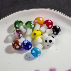 10pcs Mushroom Glass beads Cute Food Glass beads lampwork Beads Bracelet making DIY necklace Earring finding Jewelry Supplies,H87 image 5