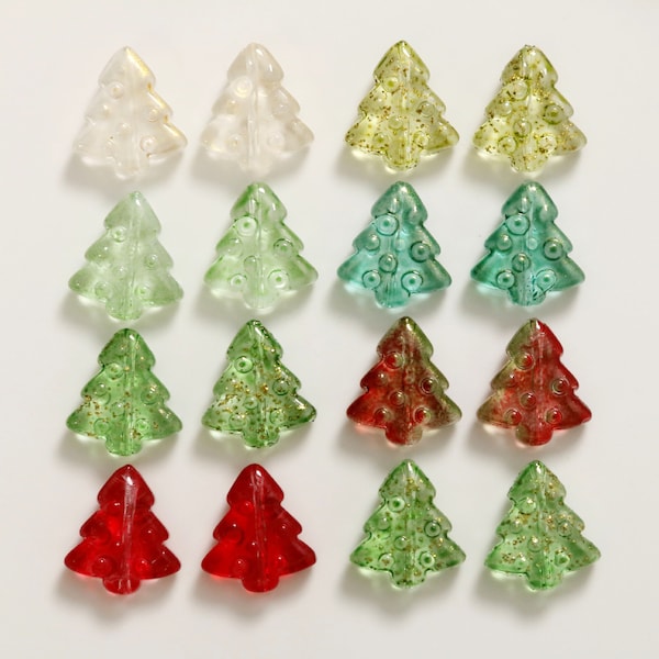 30pcs Christmas Tree Glass beads Green Glass Charm Plants Festive lampwork finding Bracelet making necklace Earring Jewelry Supplies,H327