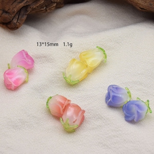 2pcs Gradient Flower bud Beads 3D Resin Rose Pendant charm Floral Earring making DIY Bracelet necklace charms wholesale Jewelry Supplies,207