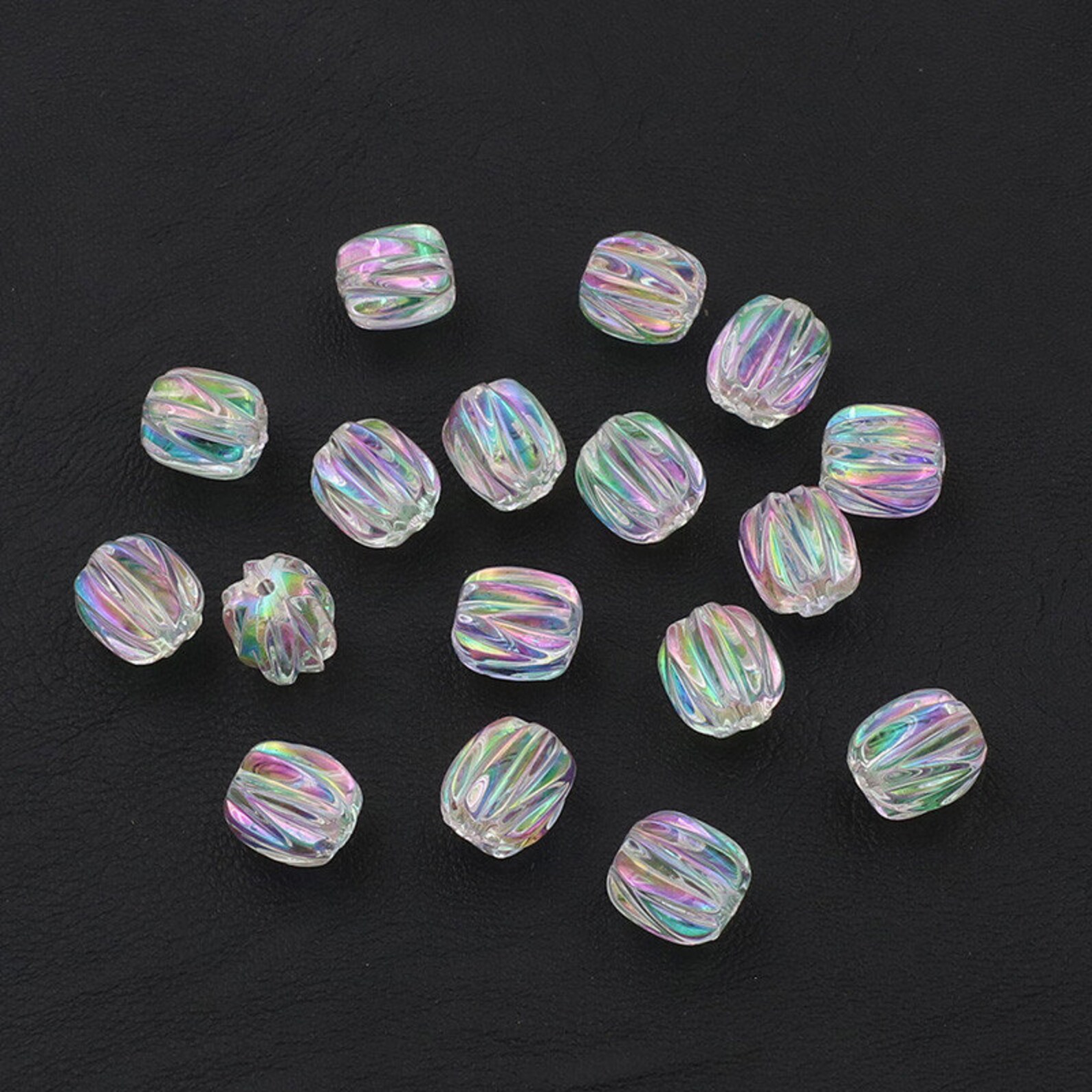 10pcs Holographic Acrylic Beads Crystal Clear Bead Transparent Etsy UK