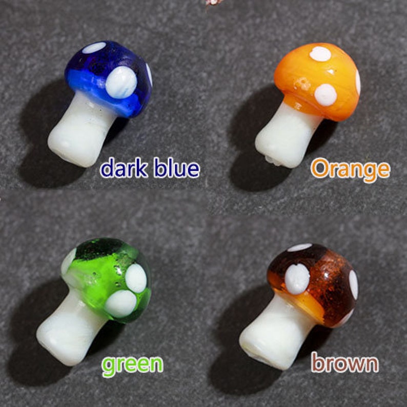 10pcs Mushroom Glass beads Cute Food Glass beads lampwork Beads Bracelet making DIY necklace Earring finding Jewelry Supplies,H87 image 7