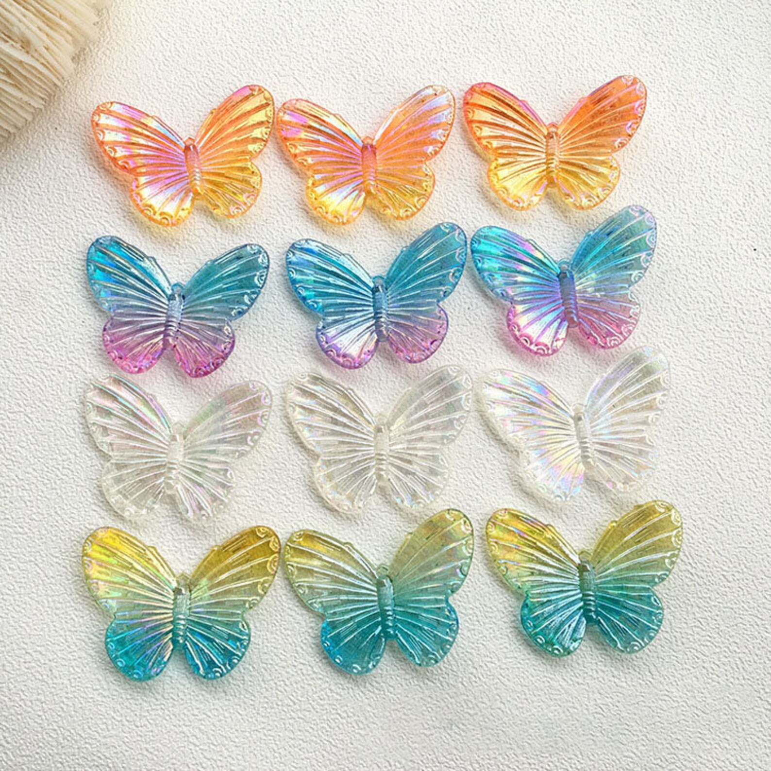 6pcs Butterfly Holographic Charms Acrylic Iridescent Butterfly Etsy