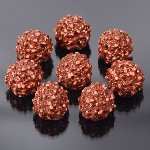 10pcs Crispy Chocolate Balls Cabochons Flat Back Beads Resin Sweets Embellishment Kawaii food Ornament Scrapbook DIY Decoration Crafts,H140