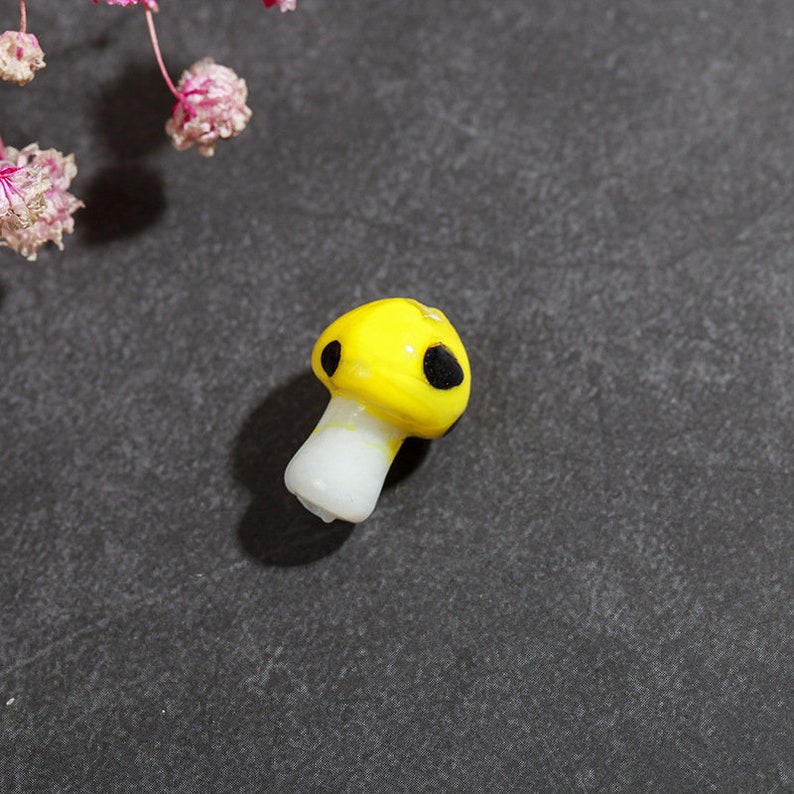 10pcs Mushroom Glass beads Cute Food Glass beads lampwork Beads Bracelet making DIY necklace Earring finding Jewelry Supplies,H87 Yellow