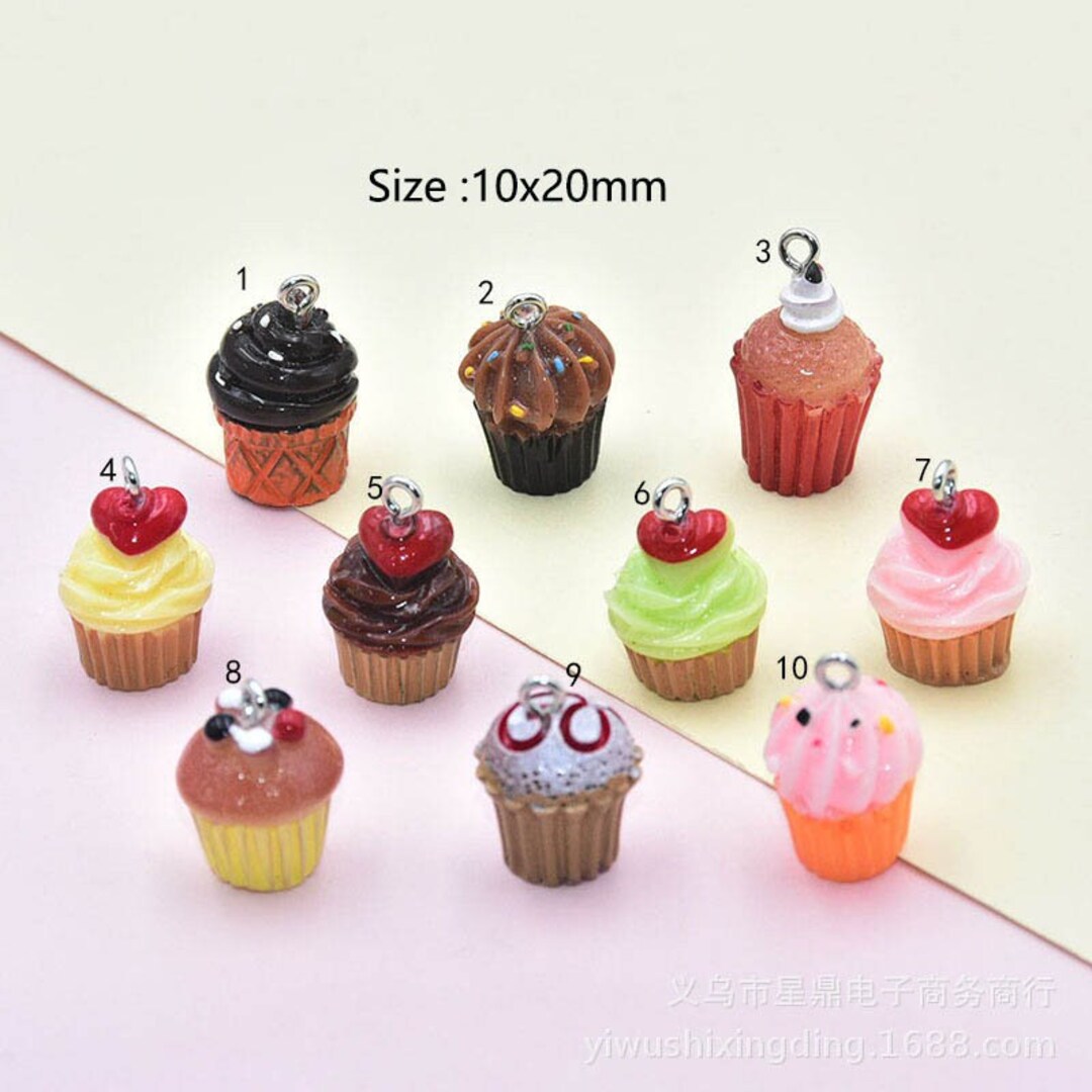 10pcs Kawaii Cream Cupcake Charms 3D Muffin Charms Food Earring Parts DIY Keychain Bracelet