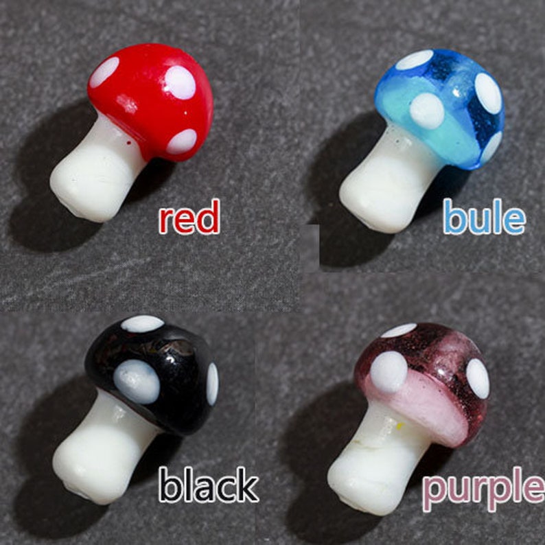 10pcs Mushroom Glass beads Cute Food Glass beads lampwork Beads Bracelet making DIY necklace Earring finding Jewelry Supplies,H87 image 6