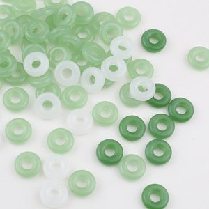 30pcs Donut Glass Beads Imitation jade Ring glass Charms Green lampwork finding Bracelet necklace Earring Jewelry Wholesale Supplies,H196