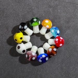 10pcs Mushroom Glass beads Cute Food Glass beads lampwork Beads Bracelet making DIY necklace Earring finding Jewelry Supplies,H87 image 3