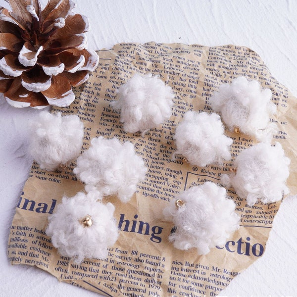 6pcs Faux Wool Pompom Charm Plush Fluffy Ball Charm Small Pom pom Pendant for Earring Keychain necklace bracelet Jewelry Craft Supplies,H78