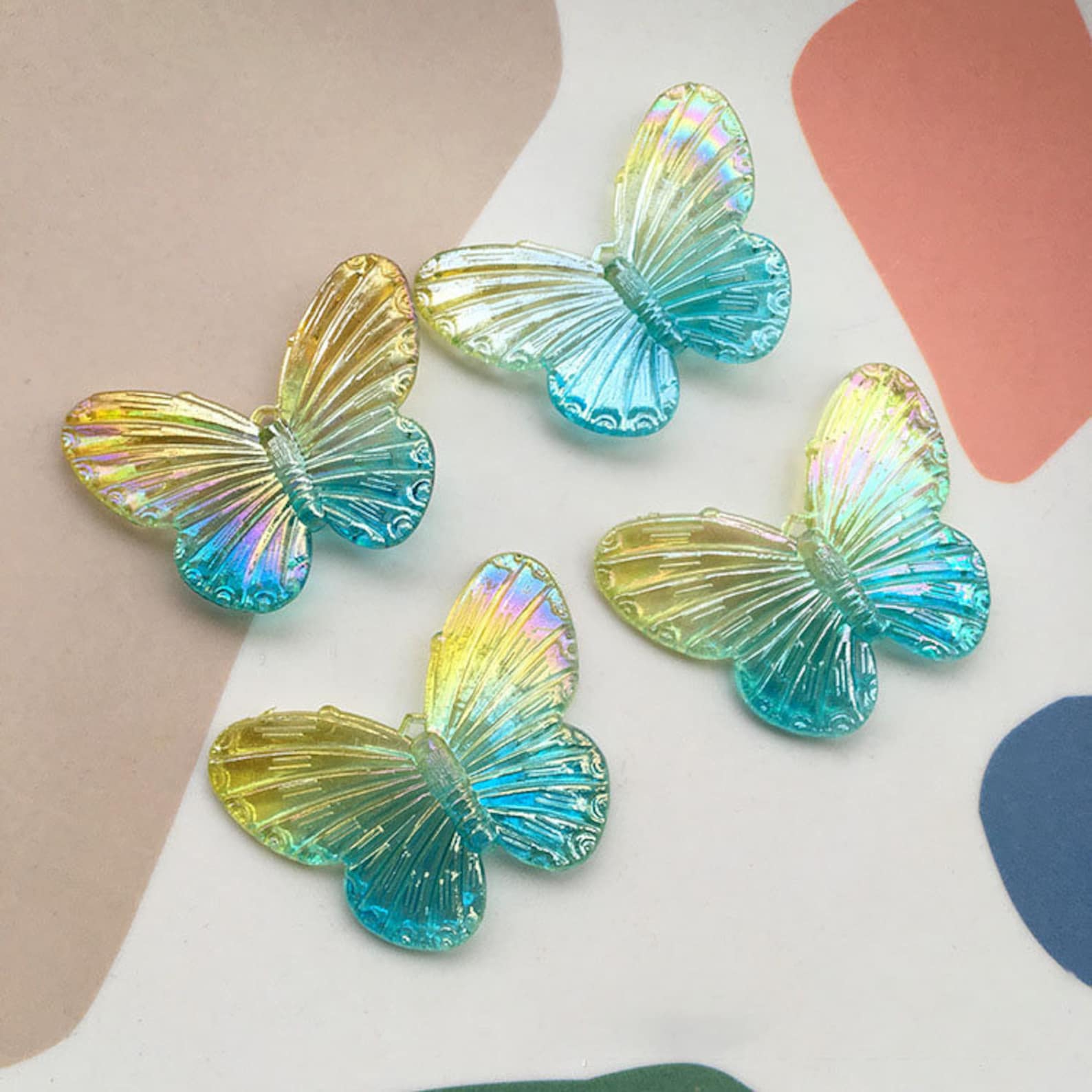 6pcs Butterfly Holographic Charms Acrylic Iridescent Butterfly Etsy