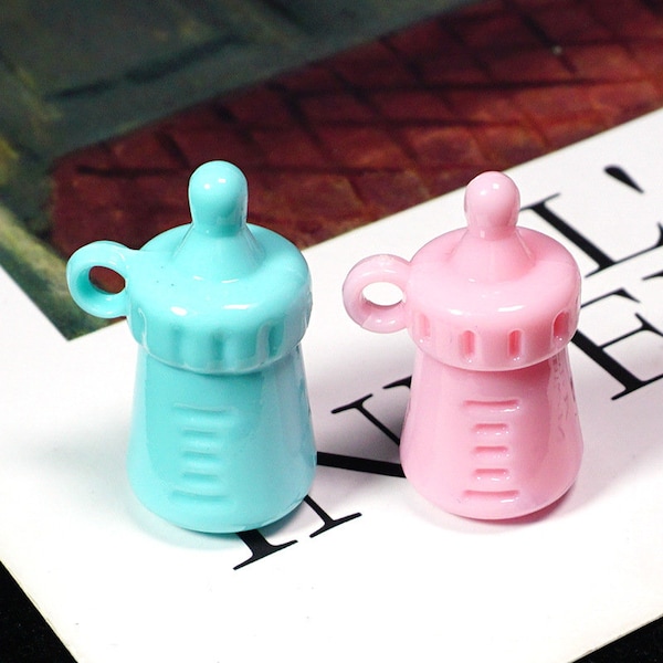 10pcs Baby bottle charm Milk Bottle Charms Resin drink pendant baby Shower Favor DIY Keychain earring Findings Jewelry Crafts Supplies,H134