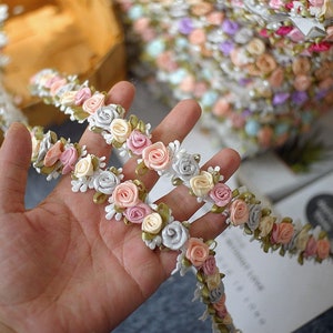 19''inch Floral Ribbon Pearl Embellish Woven Trim Decor Flowers Rococo Fabric Diy Hat Cloth Accessories Wholesale Hair Crafts Supplies A1