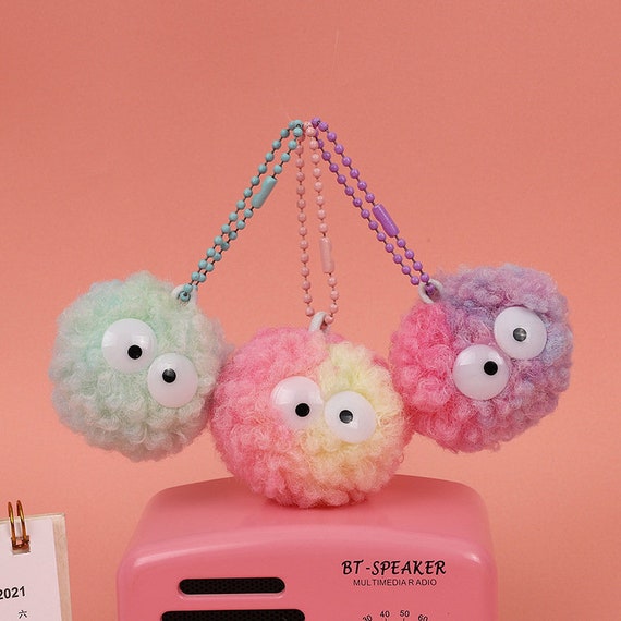 4pcs Colorful Pompoms Monster Keychain Pom Critters Chain Faux Wool Plush Fluffy Ball Cute Assorted Poms Ornament Crafts DIY Supplies h168 Etsy