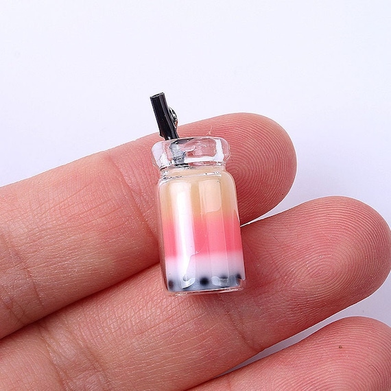 10pcs/pack Milk Tea Resin Charms Mini Plastic Pendant Charm