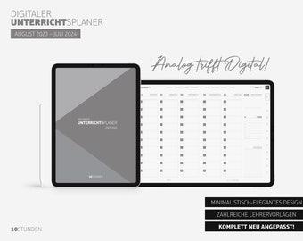 Digital lesson planner 2023/2024, digital teacher calendar 2023/2024, digital teacher planner 2023/2024, German, 10 hours, landscape format