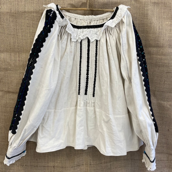 handmade 1970s traditional folk Romanian blouse - image 1