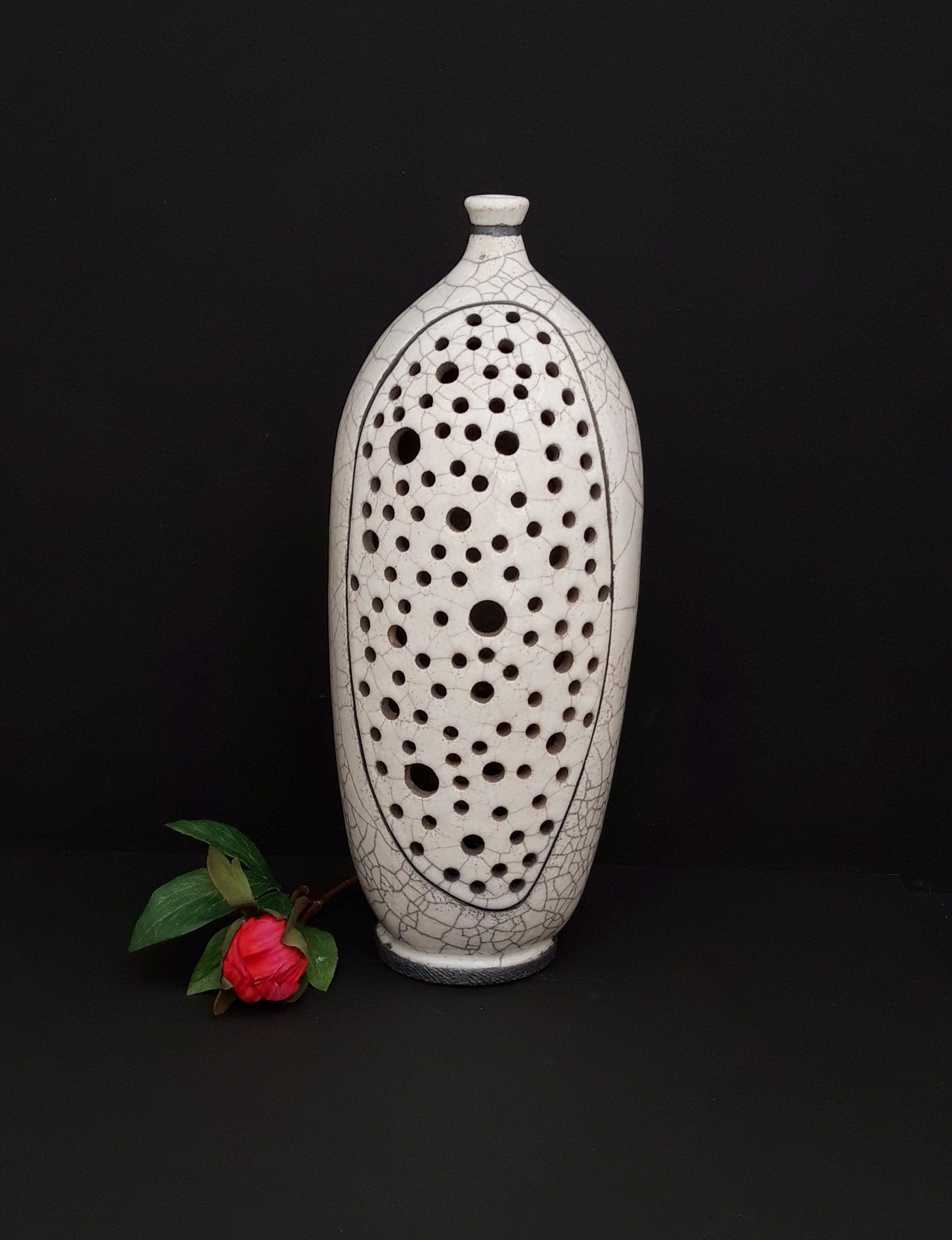 Vase Décoratif Raku Blanc