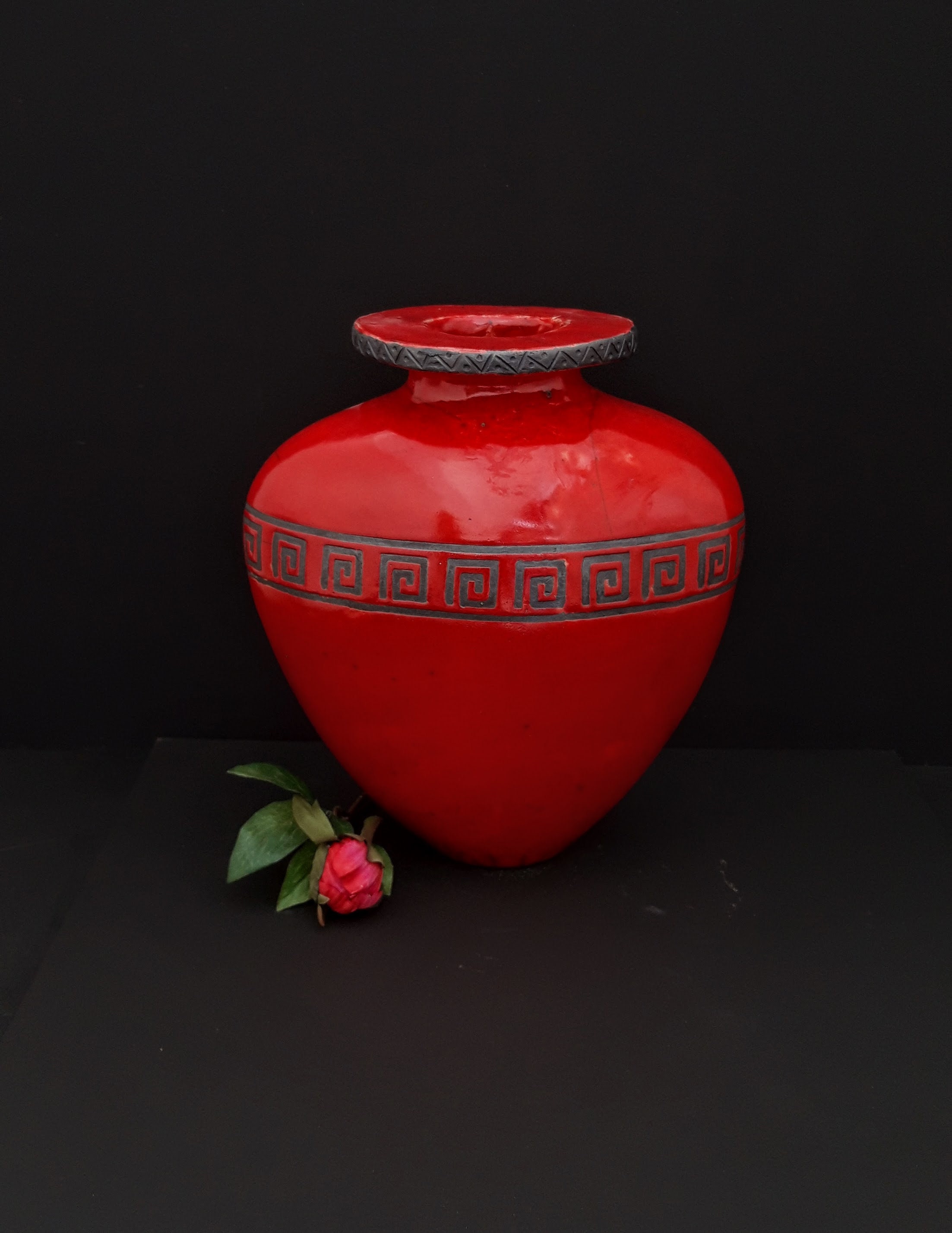Vase Décoratif Raku Rouge
