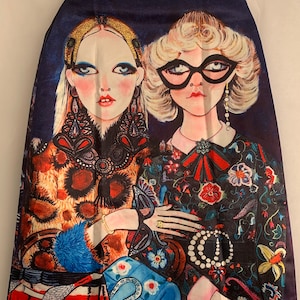 Painted Portraits Printed A-Line Skirt