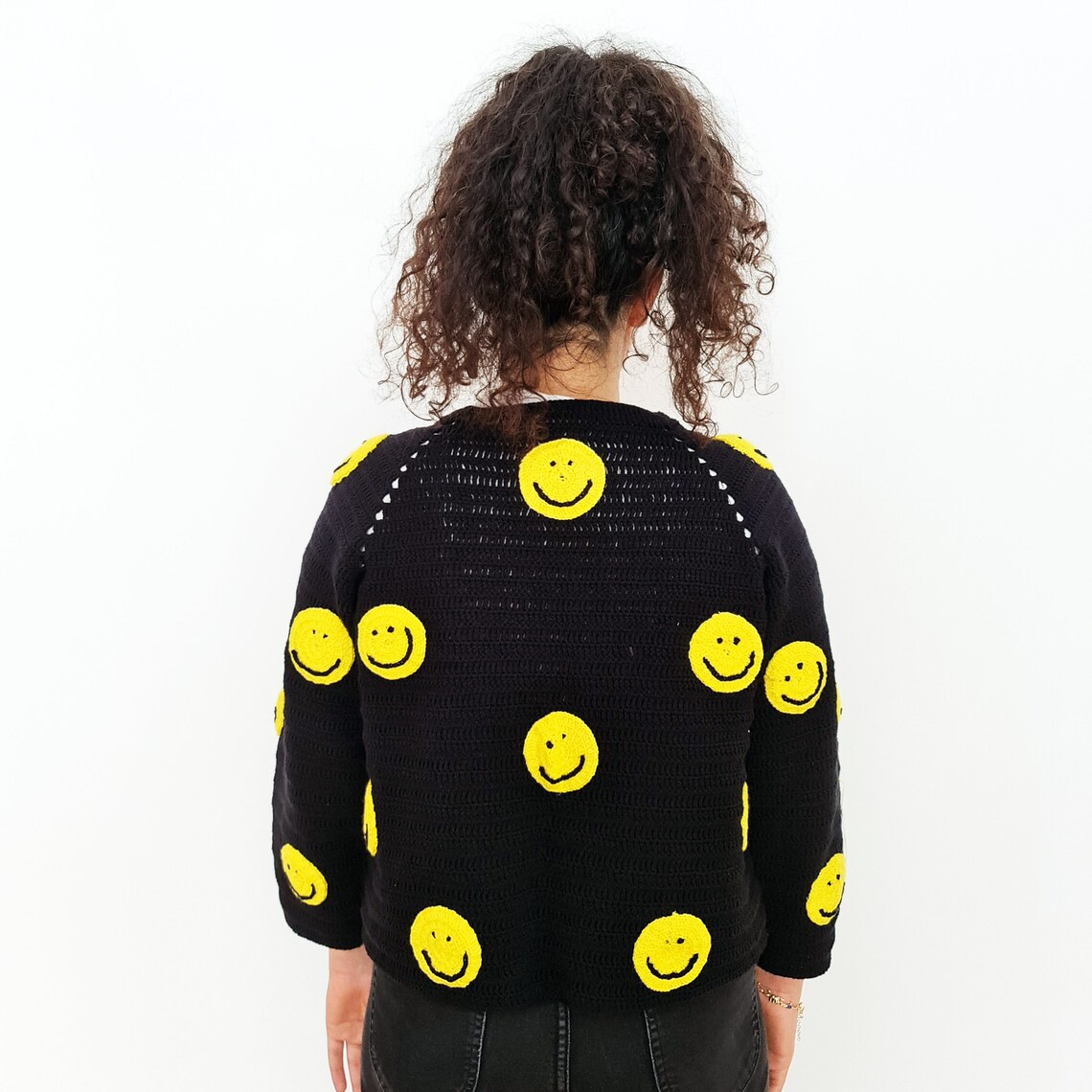 Crochet Smiley Face Cardigan Etsy