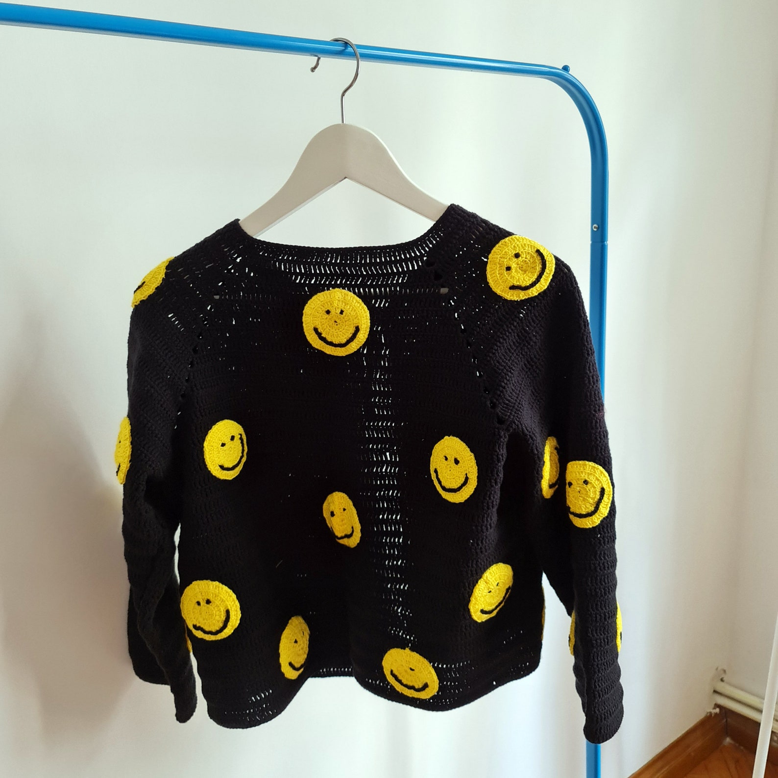 Crochet Smiley Face Cardigan Etsy