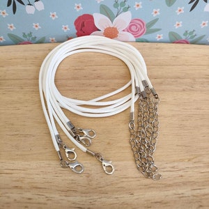 Waxed Cord Necklace findings with Iron Lobster Claws, 5x pcs White waxed Cord for Jewellery making.