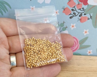 Super Tiny Stainless Steel Seed Beads, 2mm Gold coloured Spacer Beads. 500pcs (0.8mm Hole)