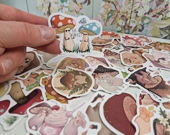 50xPCS Mushroom Sticker Pack For Laptops, Tumblers, Luggage, Waterproof Sticker Bundle, Cute Mushroom Themed Vinyl Decal Stickers.