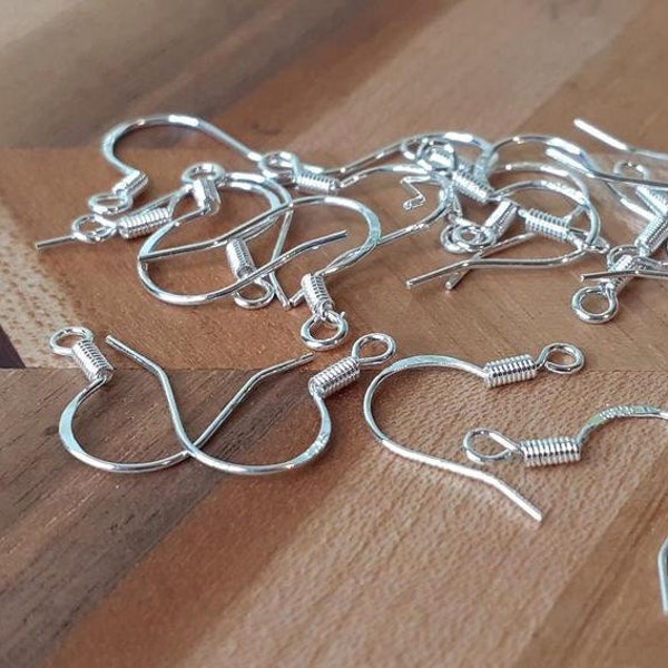 Silver Strong Earring Hooks, Earring Hooks 30/50/100 x pieces, (925) Silver fish hooks.