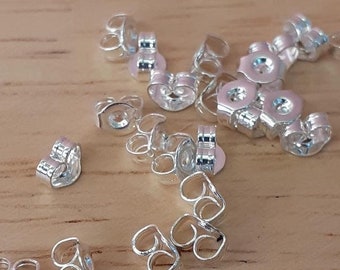 50x 304 Stainless Steel Ear Nuts, Earring Backs, Silver Ear Nuts, Small Steel Ear Backs