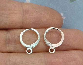 Leverback Earring Findings with Loop, Leverback Earrings, Dainty Hoop Earrings, Earring Clasp, Silver Earring Findings, Small Hoop findings