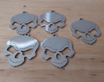 Halloween 201 Stainless Steel Skull Pendants, Large Halloween, Skull, Stainless Steel Skull, Skull Charms and Pendants (5x pcs)