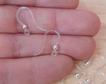 Hypoallergenic Earring Hook, Eco-Friendly Plastic Earring Hooks, with 304 Stainless Steel Bead. 10/20pcs